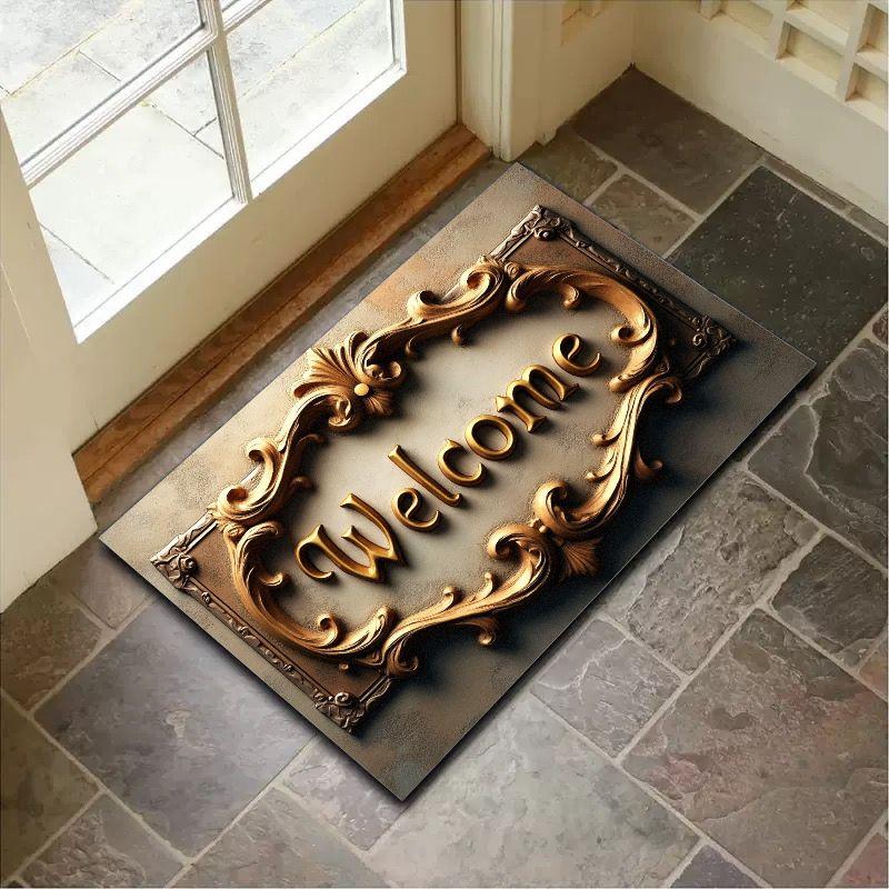 

American Retro Welcome To The Entrance Door Carpet, Home Decoration, Bathroom Foyer Anti-Slip And Absorbent Carpet 50X80CM(1.6X2.6FT