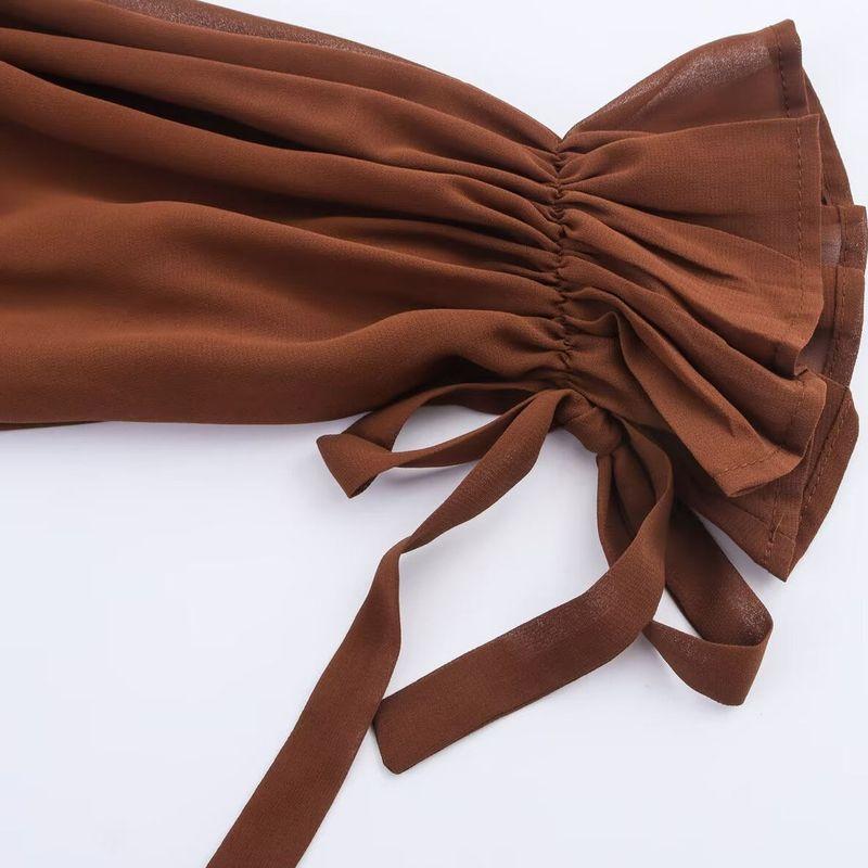 Kaslead New Women Clothes Western Style Fashion Slimming Multi-Layer Lotus Leaf Trim Waist Hugging Long Dress