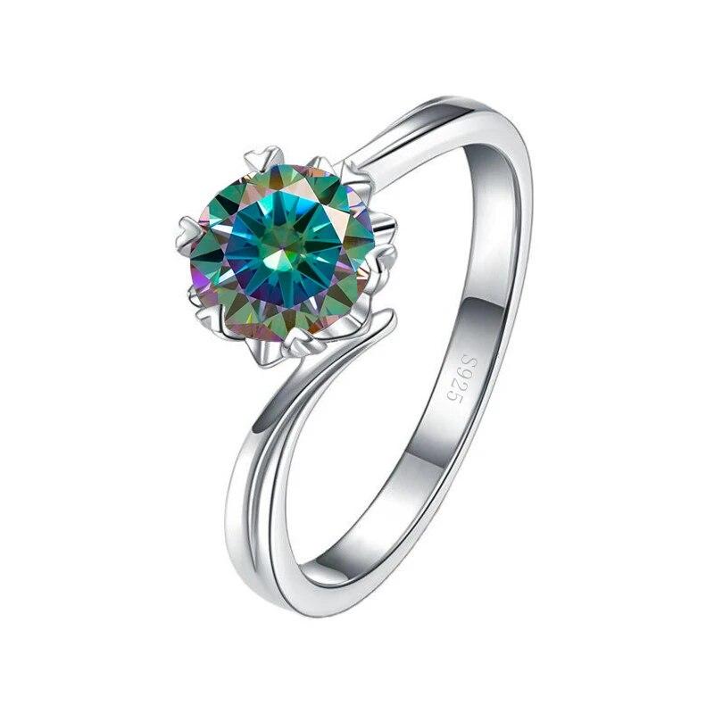 Bague Ringen S925 Set With D Color Moissanite Classic Six Claws One Carat Snowflake Women's 18-karat Gold Plated Ring