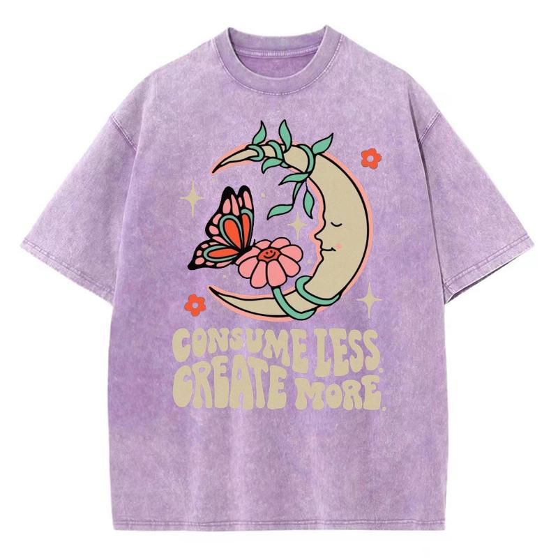 

Футболка нейтрального стиля, модная женская, с коротким рукавом, состаренная, из свободной ткани, с принтом луны и бабочки, уличный стиль хип-хоп 3XL