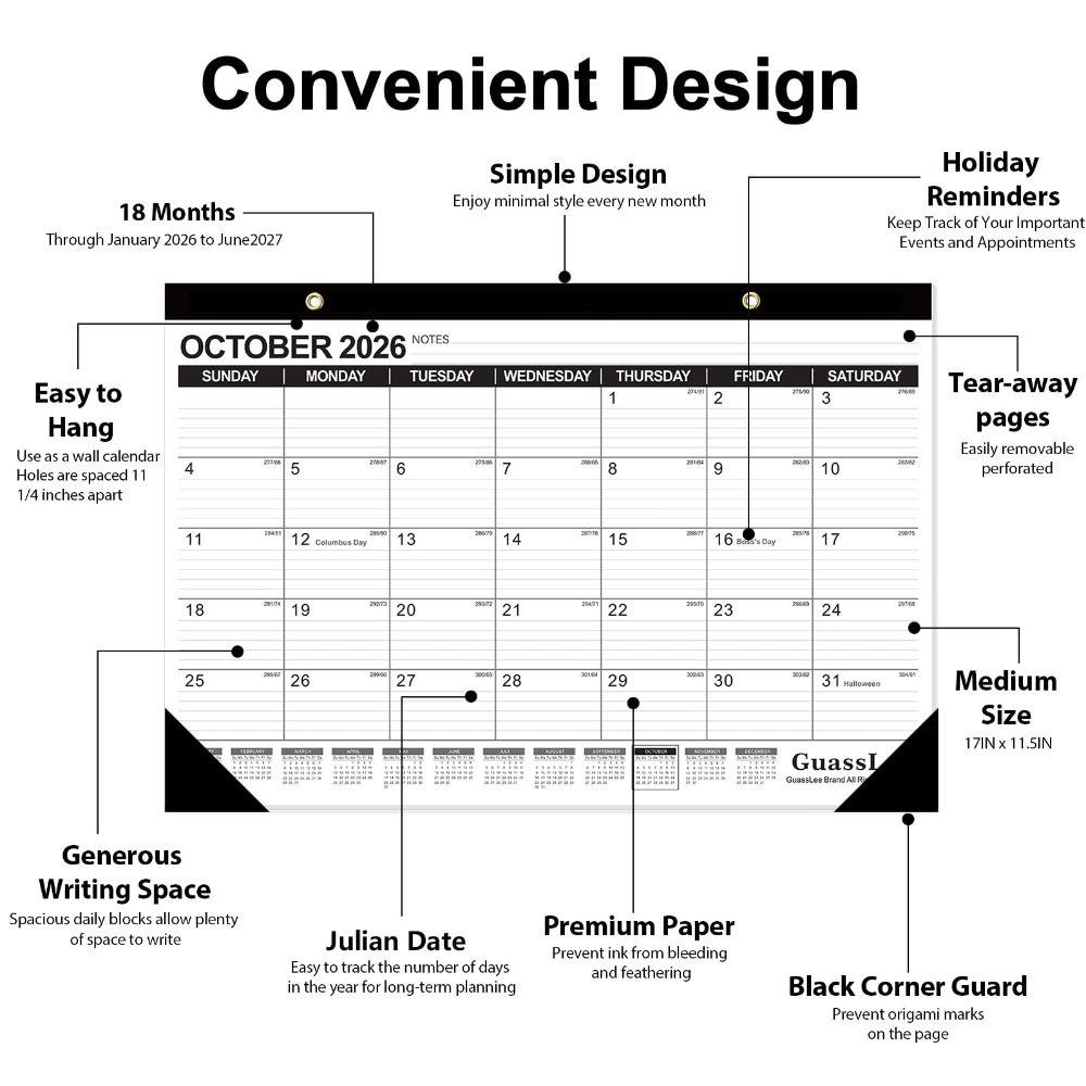 Daily Planning Monthly Calendar Large Format Time Agenda Planner Hangable Calendar  Home Decoration
