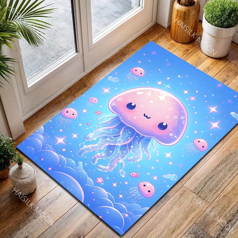 Cute Jellyfish Cartoon Carpet for Living Room Bedroom Bedside Floor Mat Cloakroom Area Rugged Creative Doormat Fast Shipping