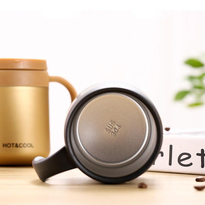 Stainless Steel Vacuum Tumbler 350/500ml, Double-Wall Insulated Mug with Handle for Coffee/Tea, Office Travel, Leak-Proof & Ergo