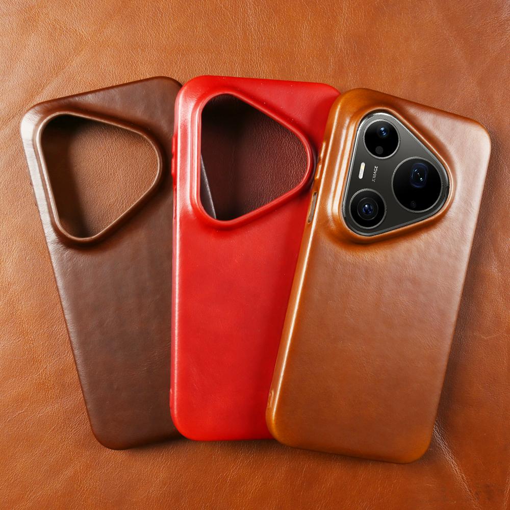 Capa de Celular de Couro Genuíno de Luxo para Huawei Pura 90 Pro Max 80 Ultra Mate 80 Pro Max 70 RS 30 40 50 60 Pro Capas Traseiras Bolsa