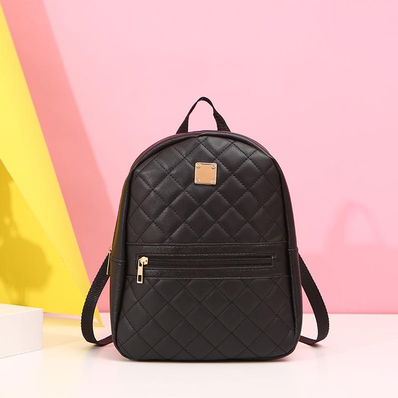 Embroidered Rhombus Large Women's Backpack New Zipper Large Capacity Versatile Polyester Lining Bag