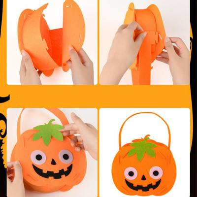 Halloween Pumpkin Felt Bag Children's Bat Cat Owl Candy Bag Gift Packaging Bag Hand-held Bucket Bag Halloween Party Decorations