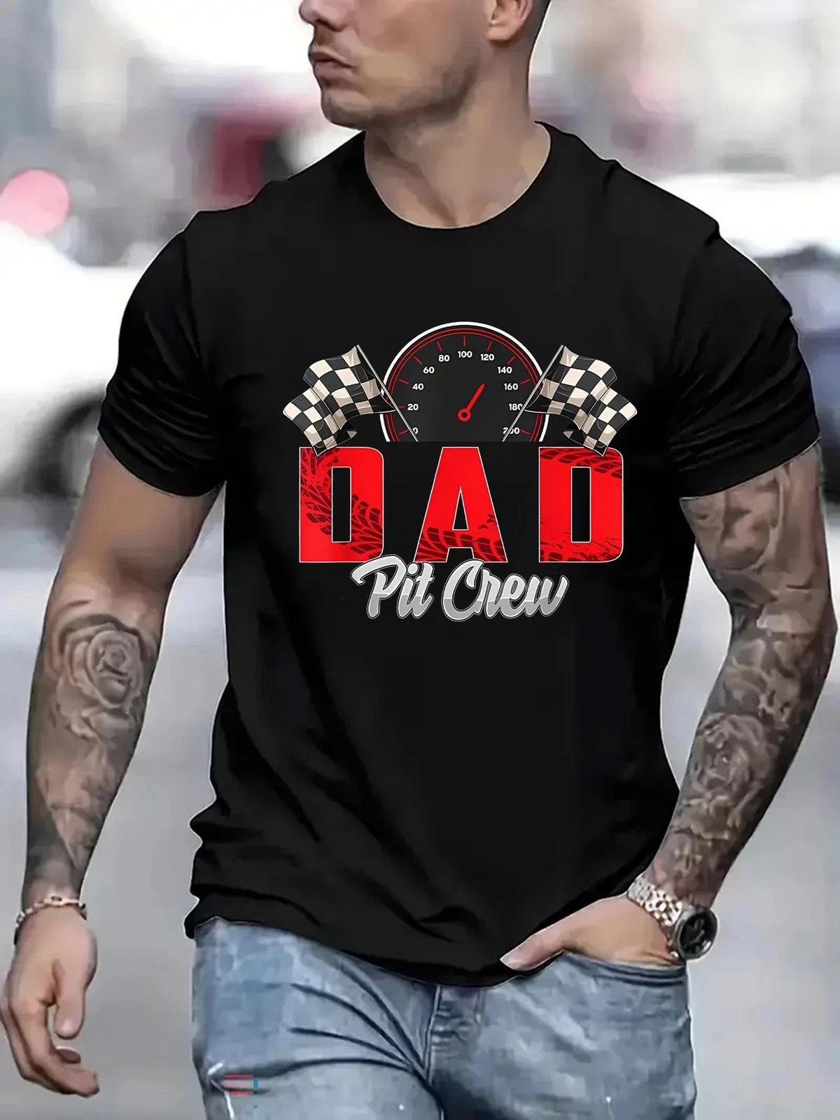 Dad Pit Crew Racing Graphic Tee - Funny Automotive Father’s Day T-Shirt S