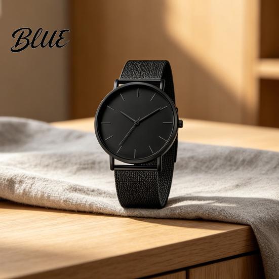 Milanese Woven Band Watch Men Mesh Minimalist Quartz Analog Simple