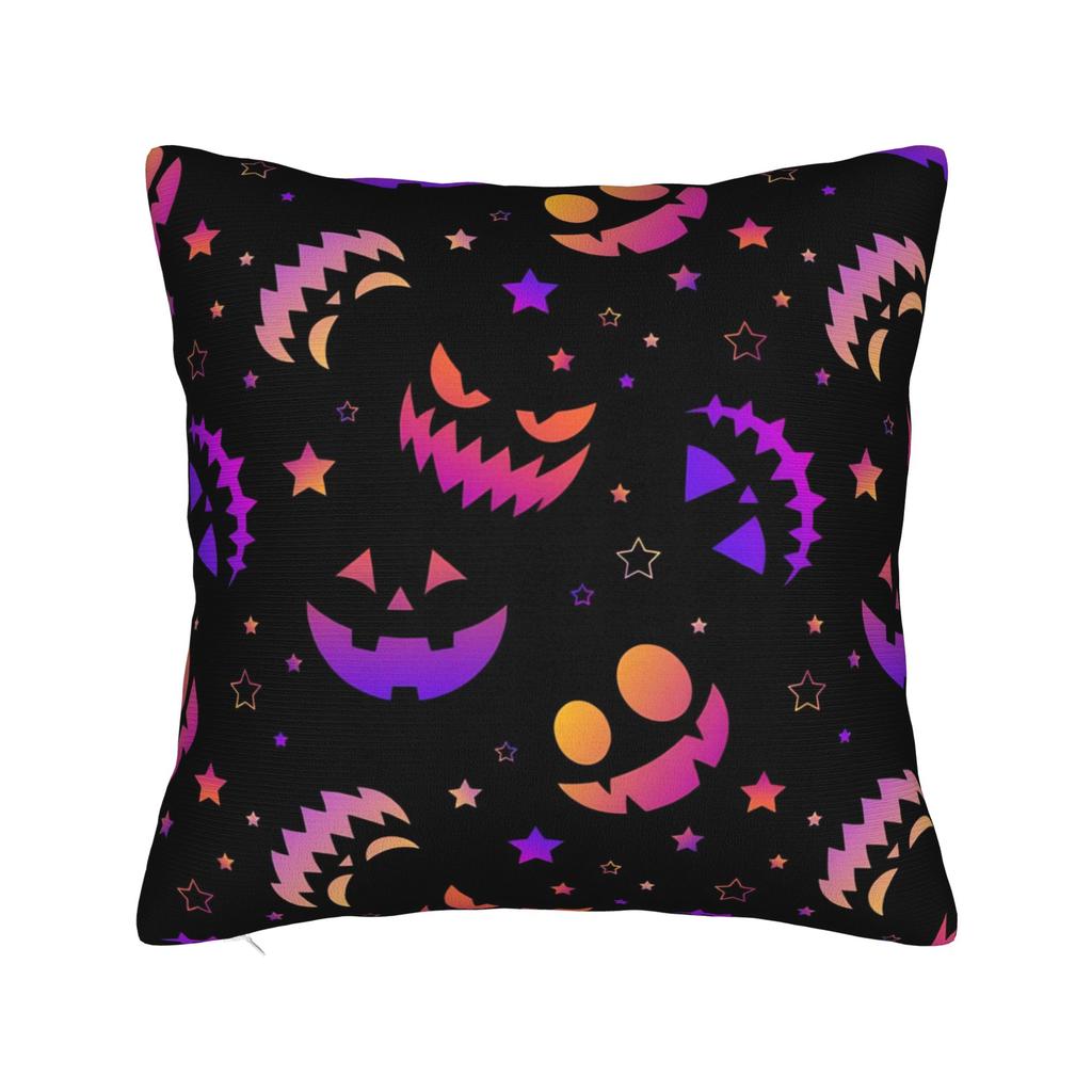 Horror Pumpkin Face Halloween Square Pillow Case Cushion Cover Novelty Zipper Decorative Pillowcase for Home 18"