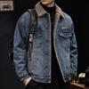 Men's 2025 Autumn/Winter Retro Plush Lined Denim Jacket - Trendy Loose Fit with Warm Lambswool.