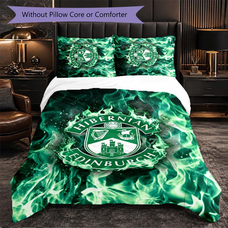 Biancheria da Letto a Tema Hibernian FC Set 3 Pezzi Copripiumino Biancheria da Letto Decorativa Per Stanza Adolescenti Decorazione Casa