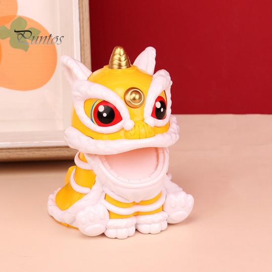 Solar Lion Car Dashboard Ornaments Chinese Style Lucky Lion Dance Model Solar Powered Home Decoration 2024 Year of The Dragon Gift for Drivers