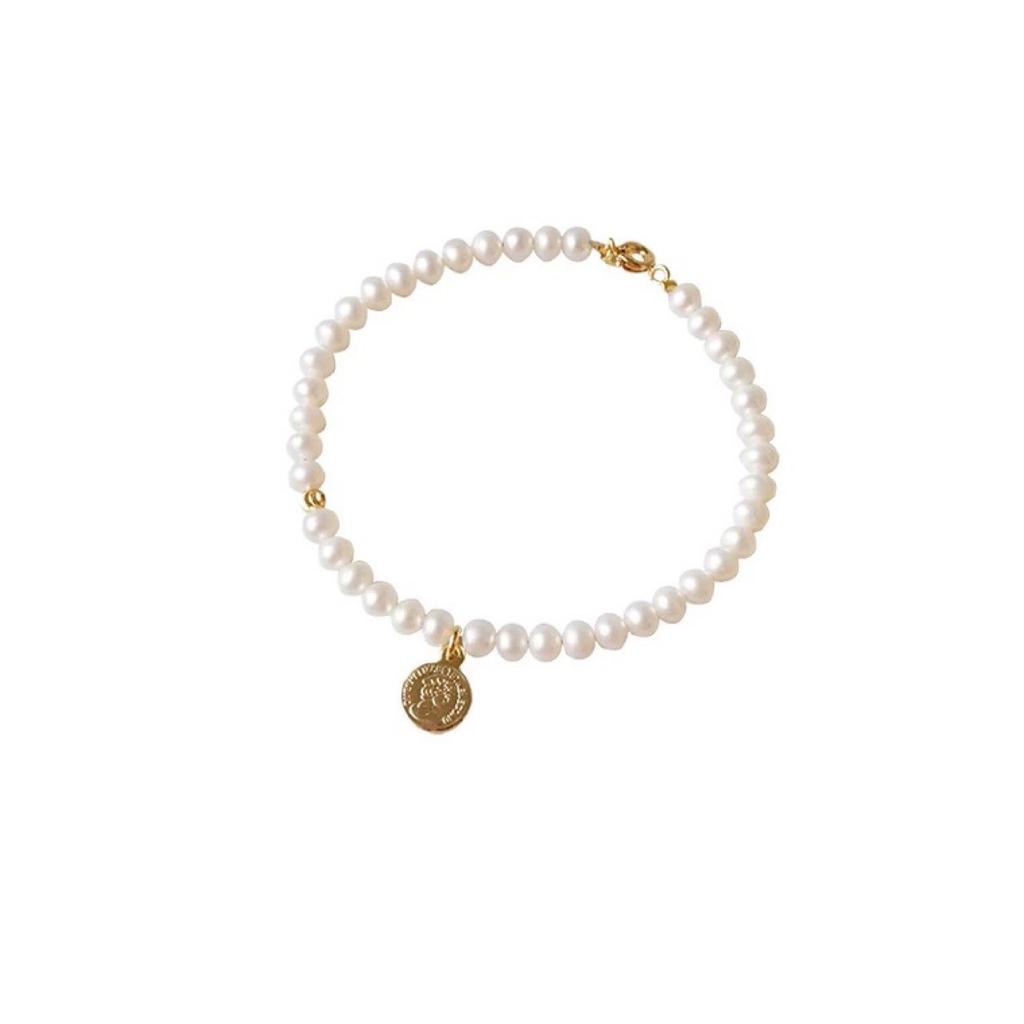 Female Simple Natural Freshwater Small Pearl Bracelet, Strong Light Bracelet, Retro Temperament Ins Niche Design Gift Rice Grains
