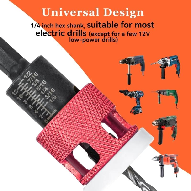 Pack of 5 Hex Shank Countersink Drill Bits with Adjustable Depth Stop Tapered Bits for DIY Projects and Professional Use