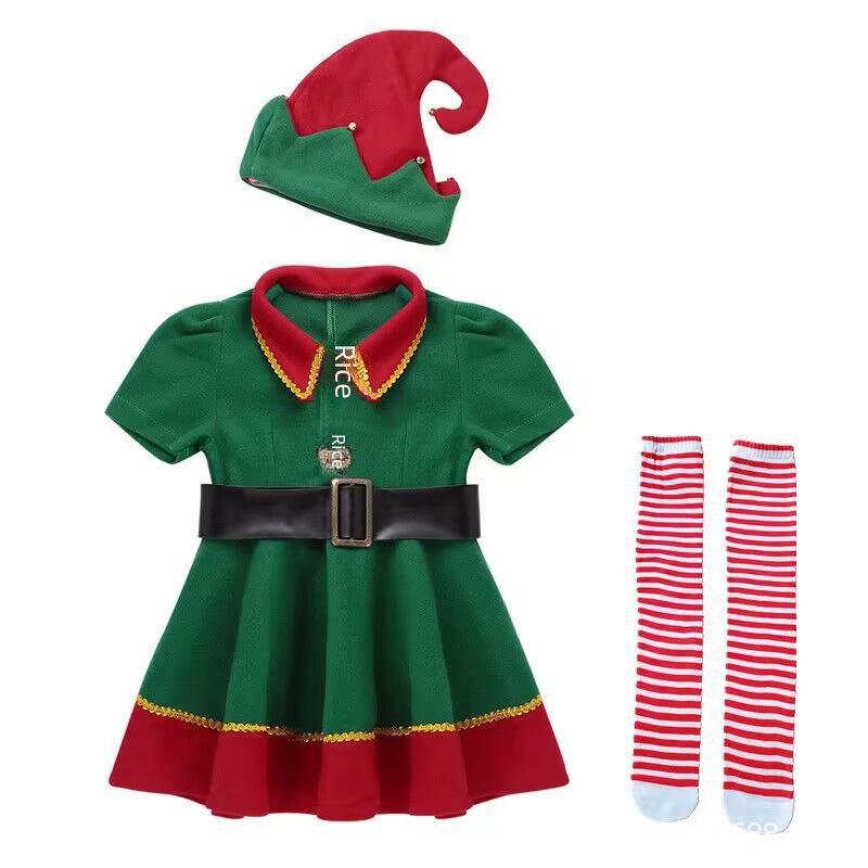 Children's and Adults' Christmas Elf Costumes - Green Cosplay for Holiday Dance Parties