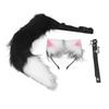 Cat Ears and Wolf Animal Tail Cosplay Costume Faux   Hair Clip Headdress Halloween Leather Neck Chocker Set Animal Cosplay Party Costume