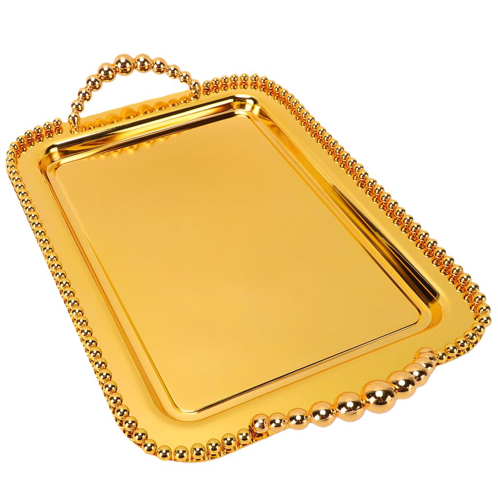 Multifunctional Serving Tray Rectangular Jewelry Dessert Food Tray with Dual Handle for Afternoon Tea Wedding Party