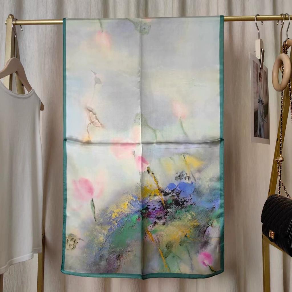 New Women Silk Scarf Long Pashmina Traditional Chinese Style 100% Mulberry Silk Scarf Business Gift Silk Scarves Gift for Mom