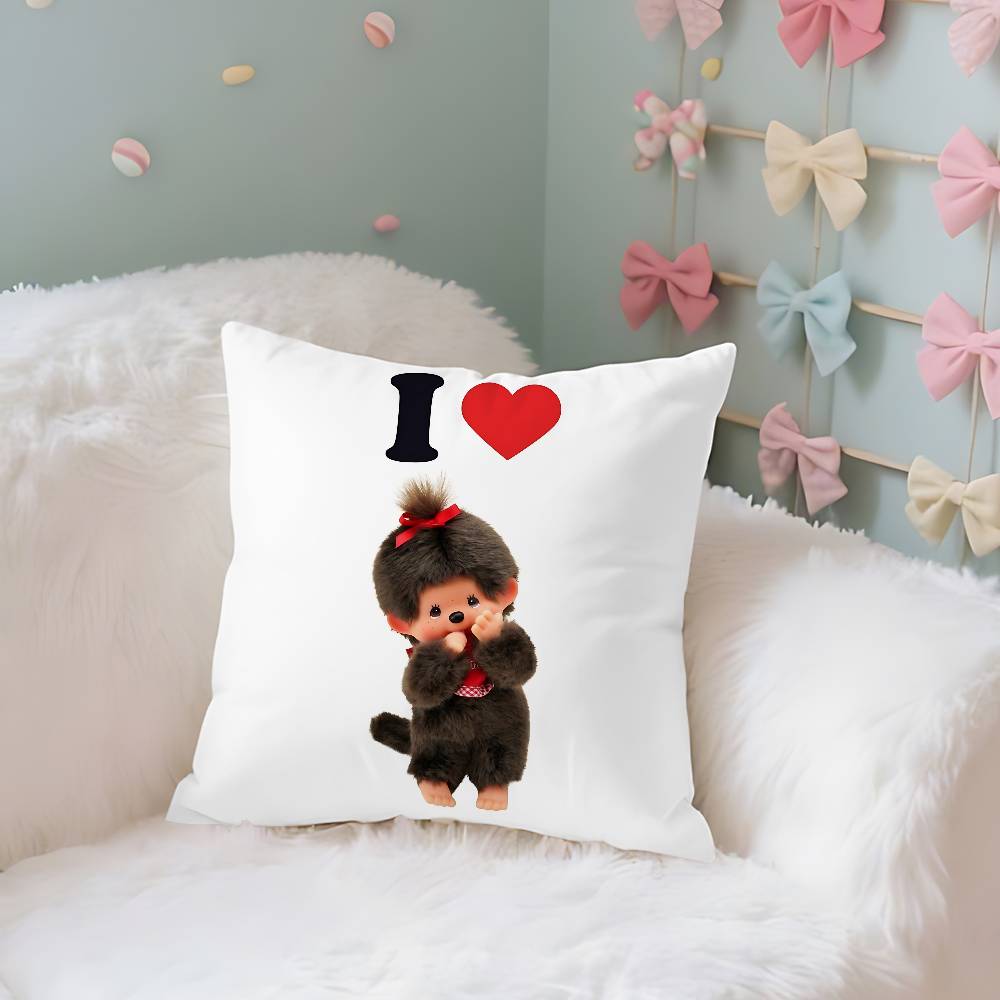 MMonchhichis Case Plush Fabric Soft Pillowcase Double Sided Print Cushion Cover Household Gifts