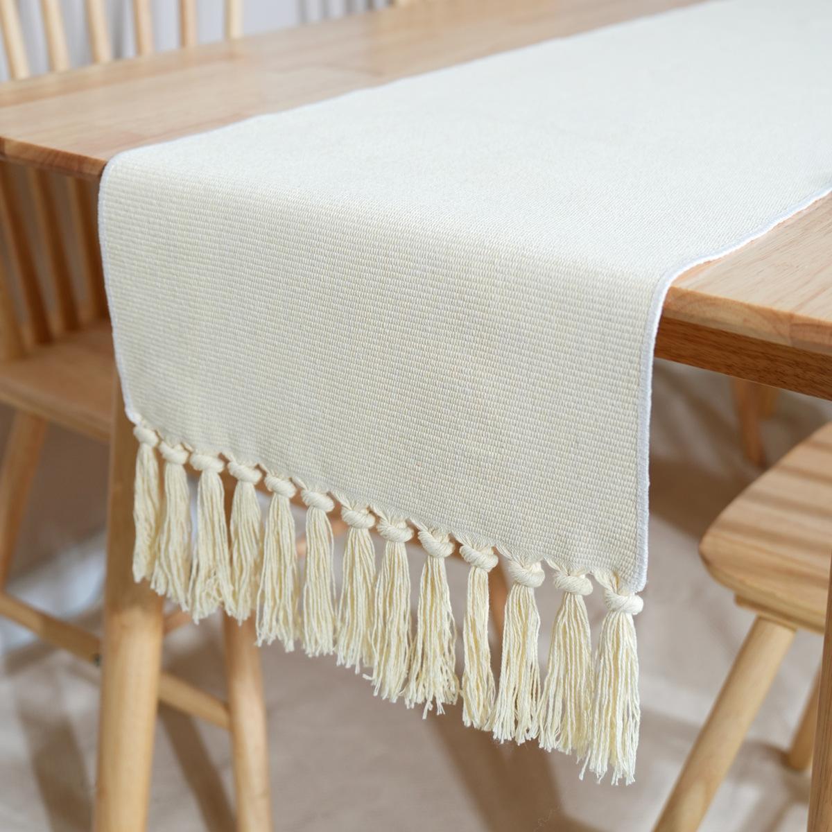 

Простой однотонный настольный флаг бежевого цвета, универсальный утолщенный бахромчатый настольный флаг, стиль поколения, чайное полотенце, высококачественная износостойкая салфетка 30*180cm