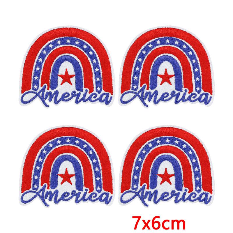 10Pcs USA Independence Day Embroidery Patches, Flag Eagle Bow Iron On Patches for Clothing Backpack Jeans DIY