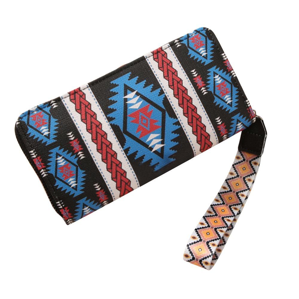 

Bohemian Style Long Wallet Multi Card Slots Large Capacity Card Holder Waterproof PU Leather Storage Bags чёрный