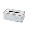 Nordic Style Marble Pattern Tissue Box Gold Edge PU Leather Napkin Paper Storage Box Rectangle Tissue Paper Organizer