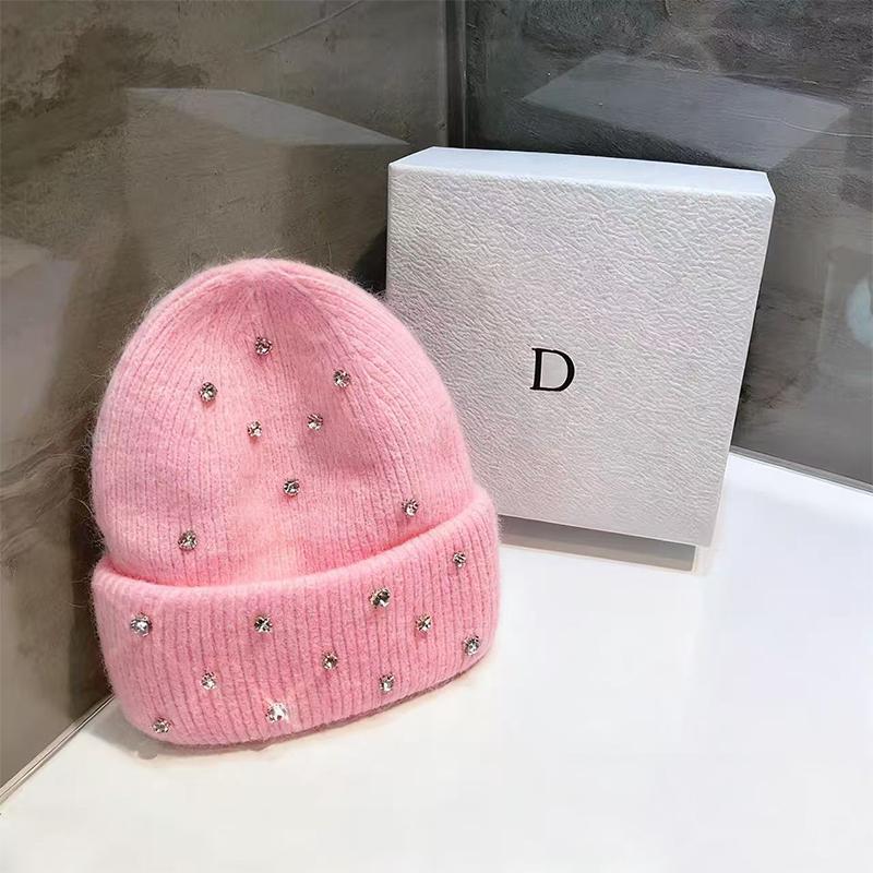 Autumn And Winter Heavy-Duty Pearl Wool Hat Pearl  Knitted Hat Warm Ear Protection