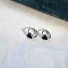 Trending Texture French Black Heart Hoop Earrings New Design Fashion Korean Cheap Earring For Woman Party Jewelry