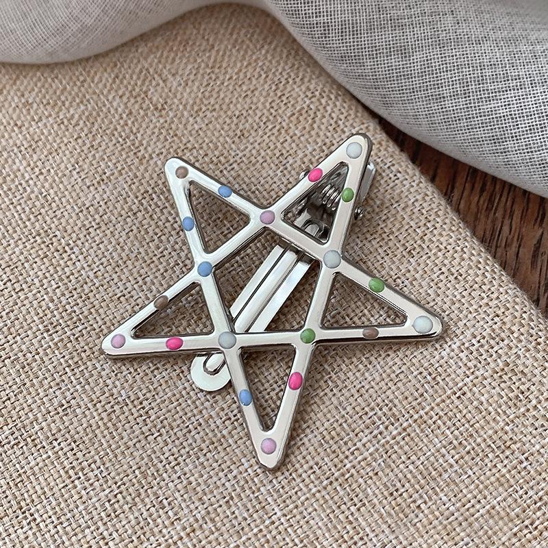 Colorful Dot Metal Hairpins For Women Girls Star Hair Clip Multiple Styles Seamless Duckbill Clip Girls Hair