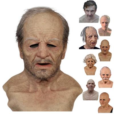 Old Man Masque for Adults Realistic Latex Elderly Human Full Head Cover