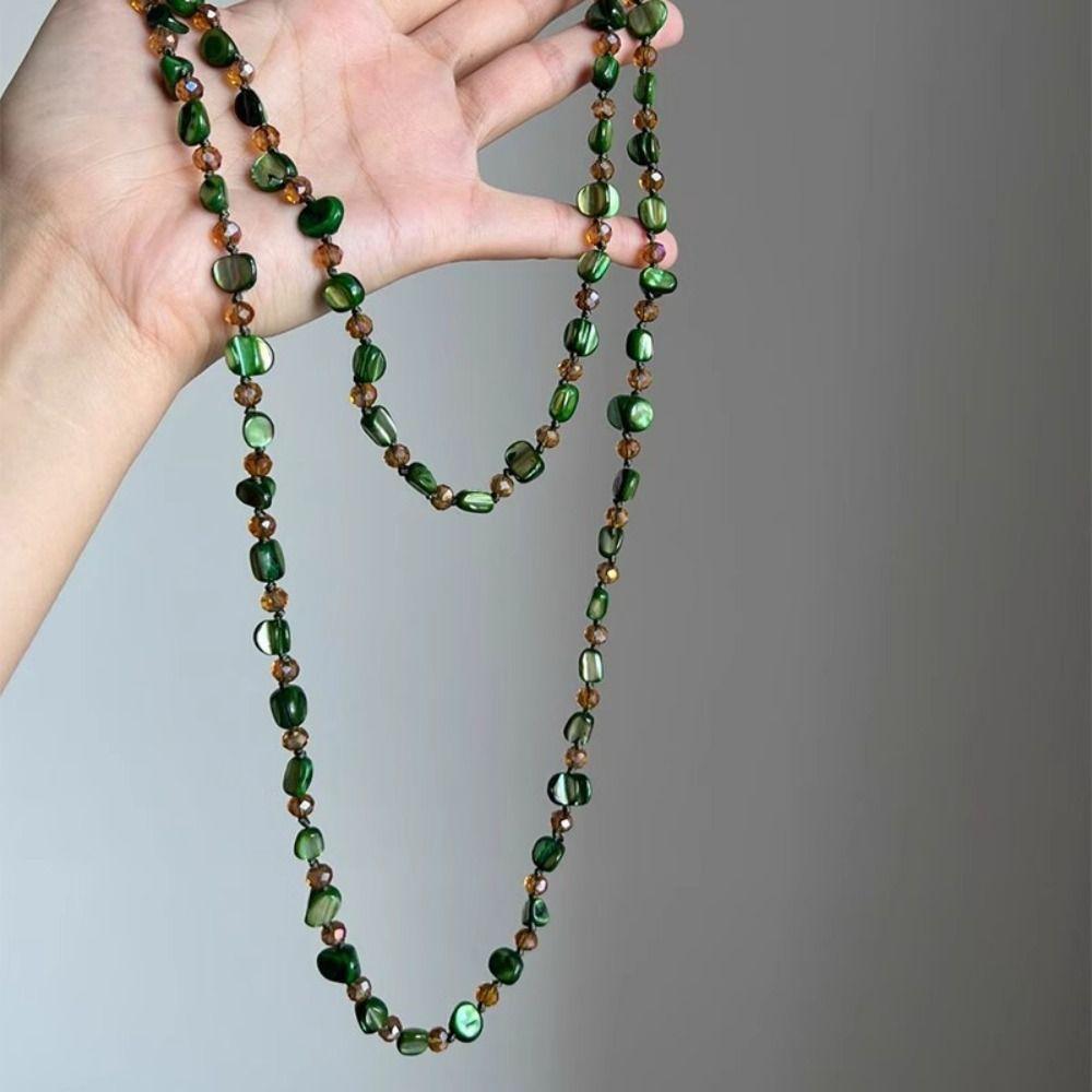 Bohemian Antique Necklace Colorful and Green Double Layers Necklace Long Necklace  Women Girls