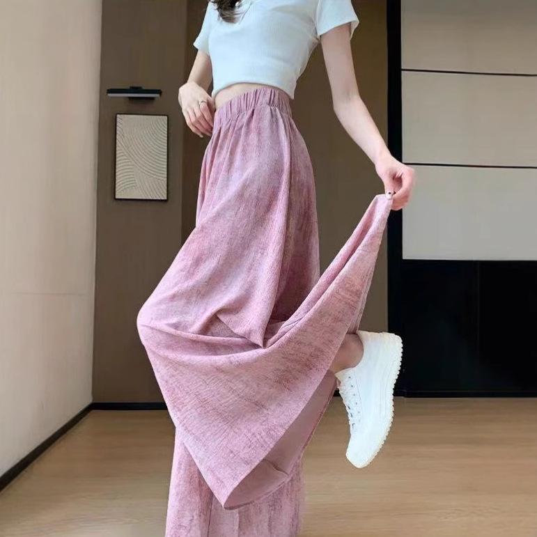 

Жіночі літні кюлоти Yamamoto з тай-дай: 2025 Штани з високою посадкою, широкі, з вільного льоду кольору чорнила XL: 130-160 jin, 86 cm рожевий