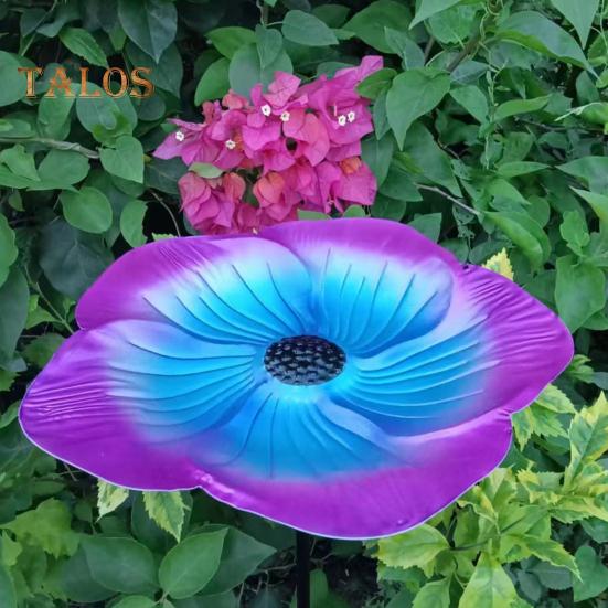 Bird Bath with Metal Stake Simple Installation Weather-Resistant Adjustable Height Outdoor Bird Feeder Stand Decor