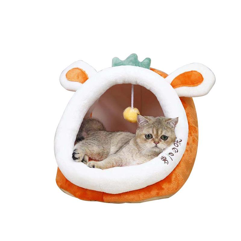 Cat Bed Dog House For Indoor Winter Warm Deep Sleep Comfort Pet Basket Cozy Little Mat With Ball Small Dog Kitten Accessories
