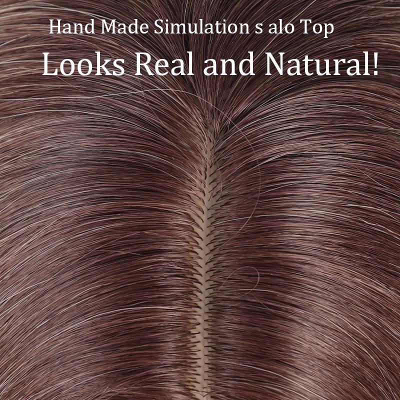 Parrucca da donna in fibra sintetica resistente al calore, parrucca corta liscia con riga centrale e fascia colorata, da indossare in modo naturale, semplice e confortevole