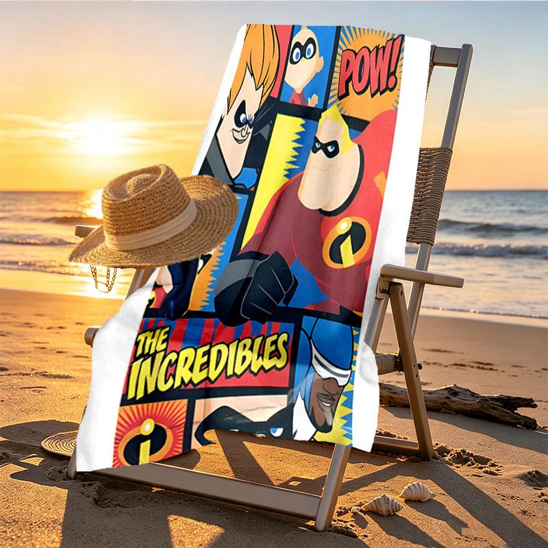 Incredibles Print Beach Towel Design, Soft, Lightweight. for Home Bathroom, Spa, Pool, Yoga, Surfing, Camping, Gift for Family, Friend