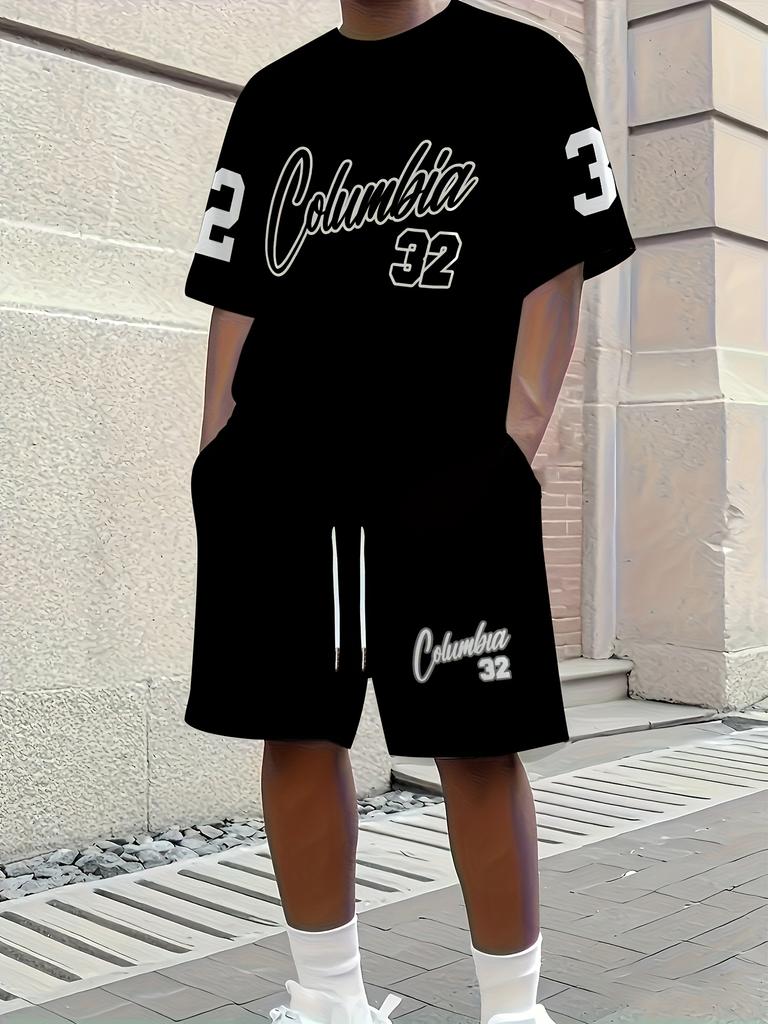 2025 Neues Sport-Set für Herren Los Angeles Print Kurzarm-T-Shirt Lässiges Sport-Set Streetwear Shorts Zweiteiliges Herren-Set