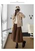 Women's Woolen Patchwork A-line High-waisted Skirt - Autumn/Winter, Slimming, Versatile, Mid-length Drape Design