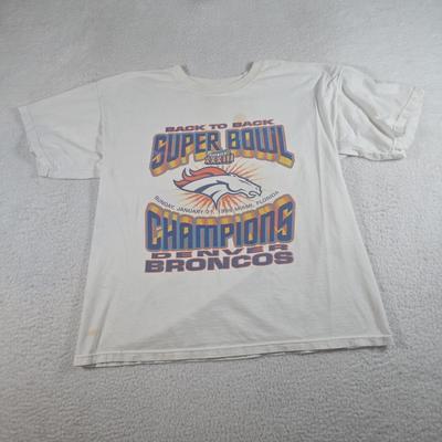 VTG Denver Broncos Back To Back Super Bowl XXXIII Champions 1999 T-Shirt XL Unisex T-Shirt