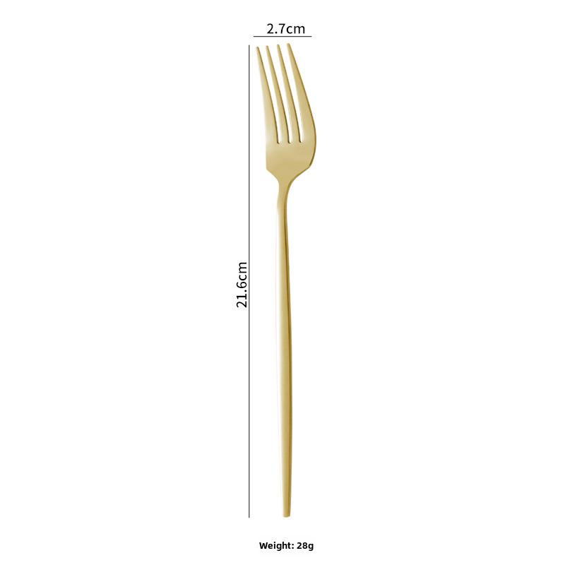 Gold-Plated Portuguese-Japanese Stainless Steel Cutlery Set: Knife, Fork, Dessert Spoon, Chopsticks, Ice Cream Spoon, Fruit Fork