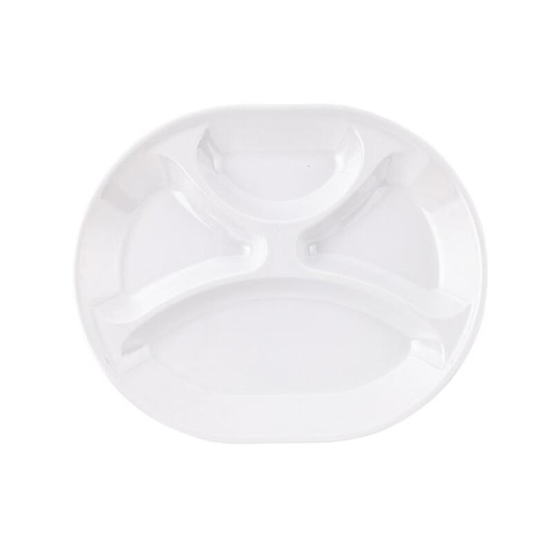 SHALL White Melamine 4-Compartment Divided Dinner Plates (Set of 10)