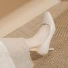 French High Heels Elegant Soft Leather Shoes Thin Heels That Don't Tire Your Feet Single Shoes with Shallow Square Toes All-match Commuter Shoes
