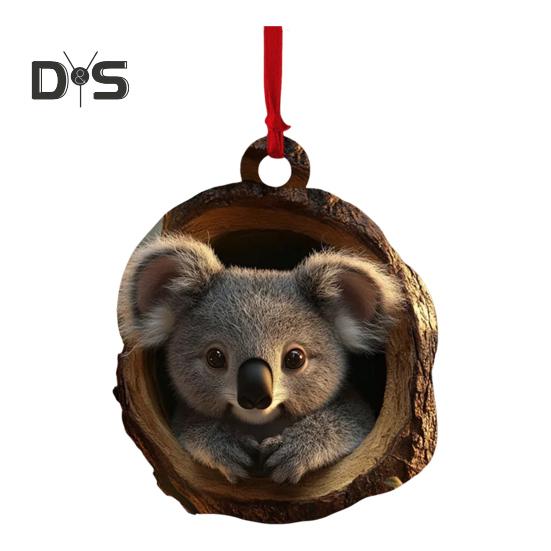 

Рождественское украшение в виде животного, мультяшное лесное животное, подвесное украшение, 2D, плоская акриловая подвеска для декора рождественской елки I