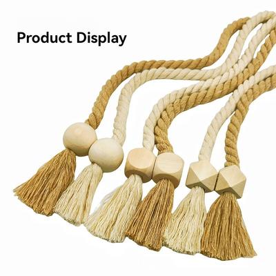 Handvävda magnetiska knutgardinhållare i massivt trä i Boho-stil perfekta för vardagsrums- och sovrumsinredning.