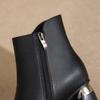 New French Short Boots Women's Spring and Autumn British Style Thick Heel Pointed Middle Heel Leather Boots