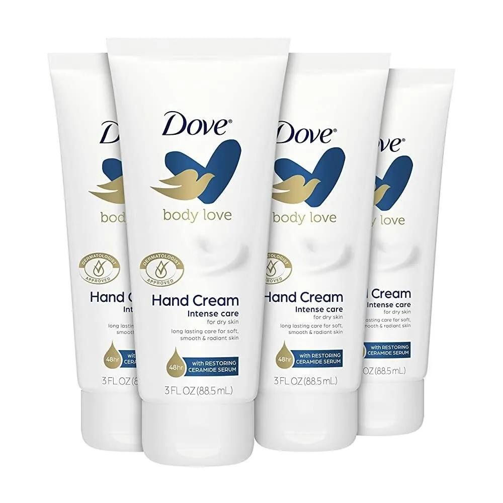Dove Body Love Увлажняющий крем для рук, для грубой или сухой кожи, Интенсивный уход, Мягкость и гладкость, 85 г (3 унции), 4 шт