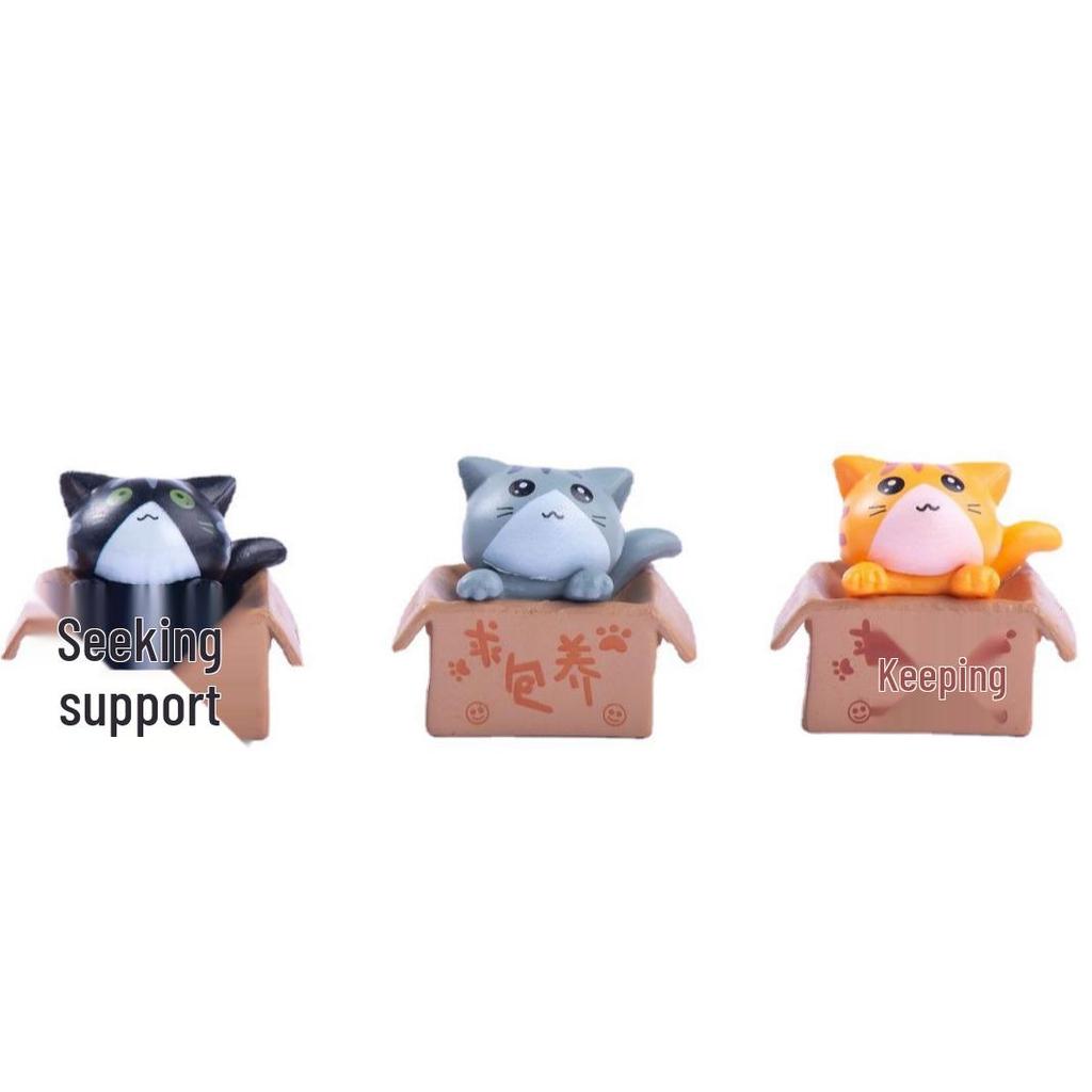 Private House Cat Kitten Plush Car Pendant: Micro Landscape Ornament & Succulent Blind Box Cake Decor