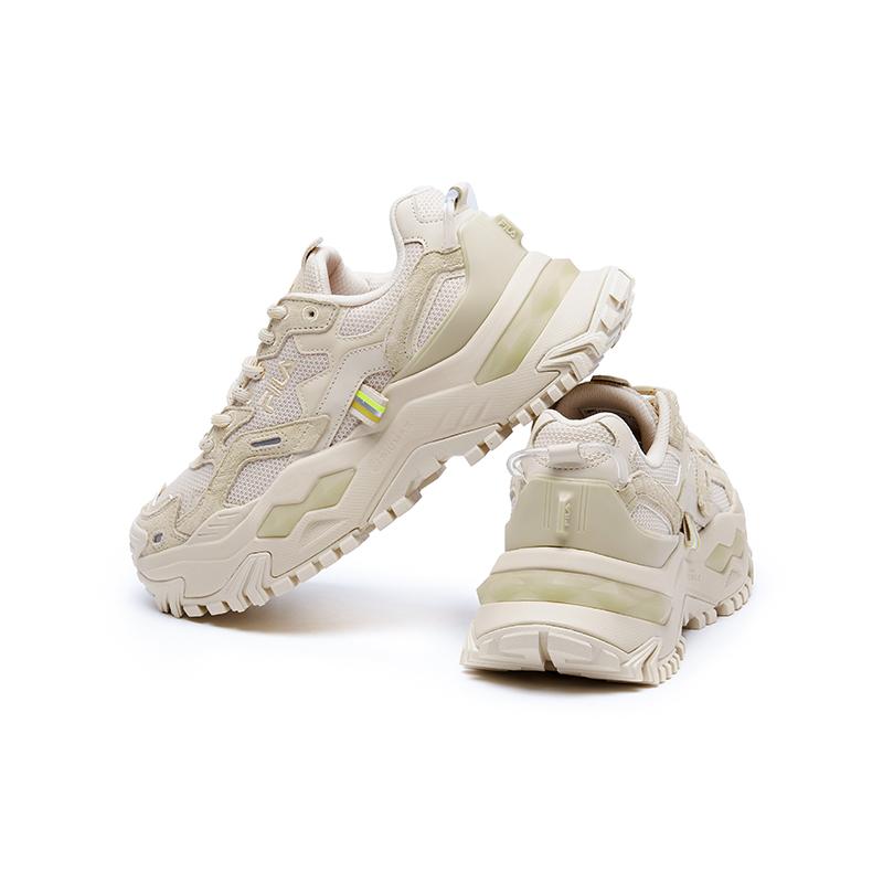 FILA Fusion Bianco Hard Candy Lace-Up Shock Absorbing Wear-Resistant Breathable Sweat-Absorbing Height Increasing Low-Top Dad Shoes T12W135211FMS