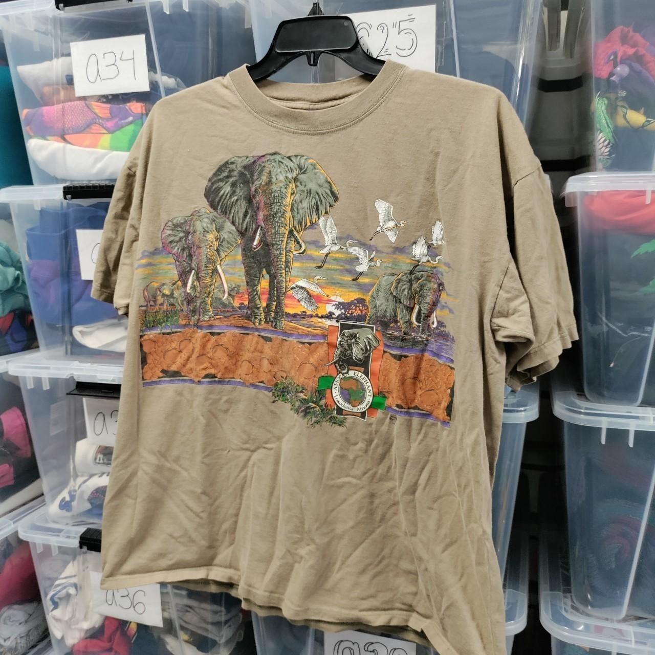 Vtg Africa Elephant Serengti Nature Tee Beige Sunset Size Xl Gildan A262ed Unisex T-Shirt XXXXL